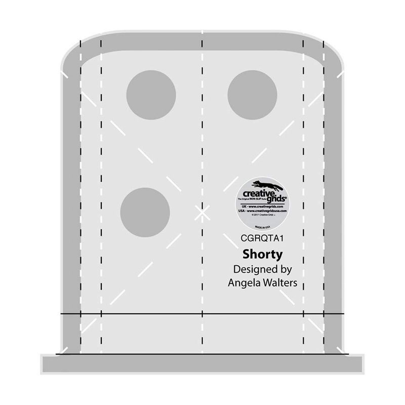 Creative Grids Machine Quilting Tool â€“ Shorty â€“ CGRQTA1 Made in USA, Non-Slip Grip Acrylic Quilting & Sewing Template Ruler for Free-Motion Quilt Patchwork Design Domestic Sewing & Longarm Machines - Image 1